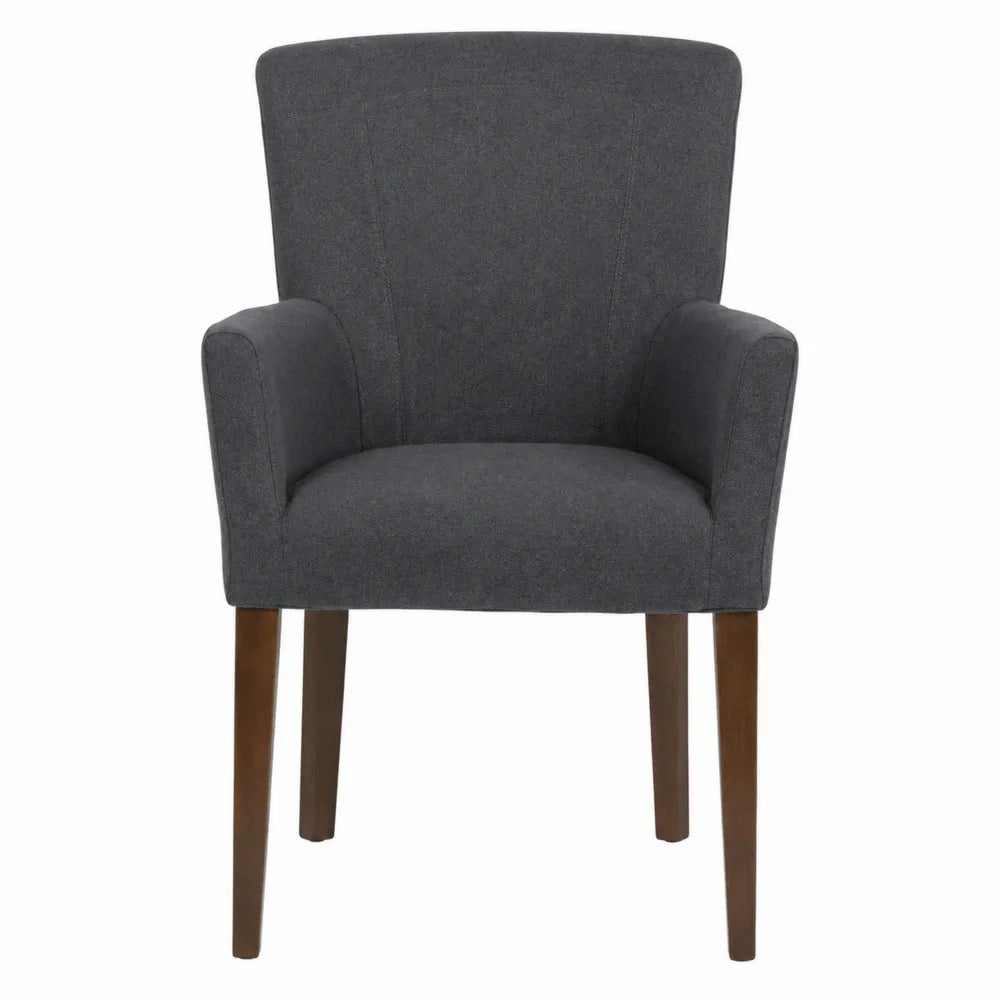 Sedia imbottita con braccioli in tessuto poliestere grigio struttura in legno massello di faggio gambe in legno naturale 85 cm x 55 cm x 60 cm