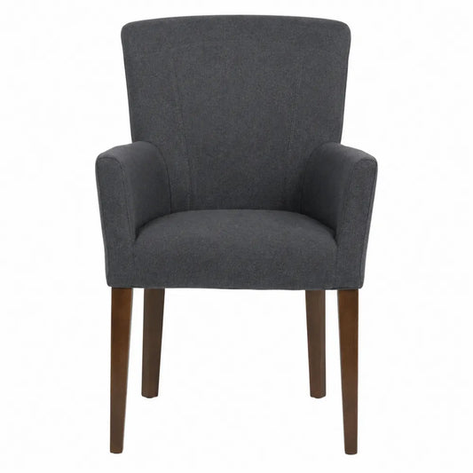 Sedia imbottita con braccioli in tessuto poliestere grigio struttura in legno massello di faggio gambe in legno naturale 85 cm x 55 cm x 60 cm