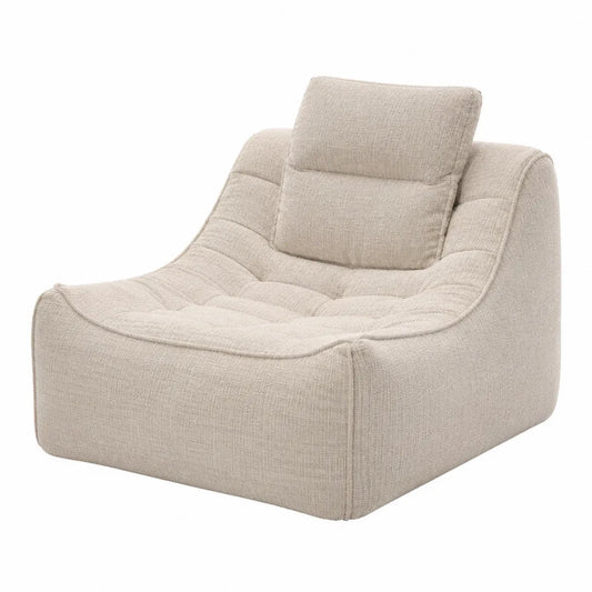 Poltrona lounge imbottita 80 x 80 x 75 cm in tessuto poliestere beige con seduta profonda e schienale integrato